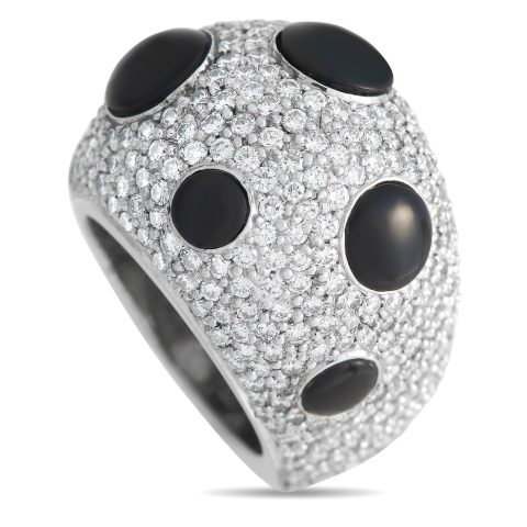 LB Exclusive 14K White Gold 3.85ct Diamond and Onyx Cocktail Ring MF25-012224