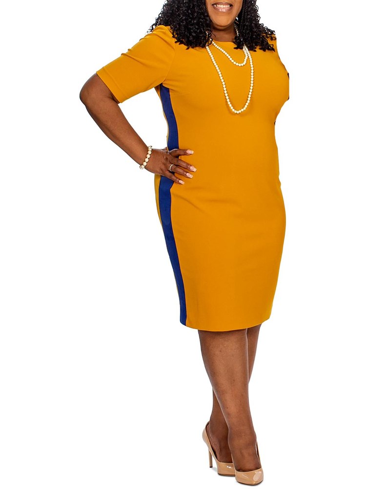 Womens Knit Colorblock Sheath Dress 7703604101180