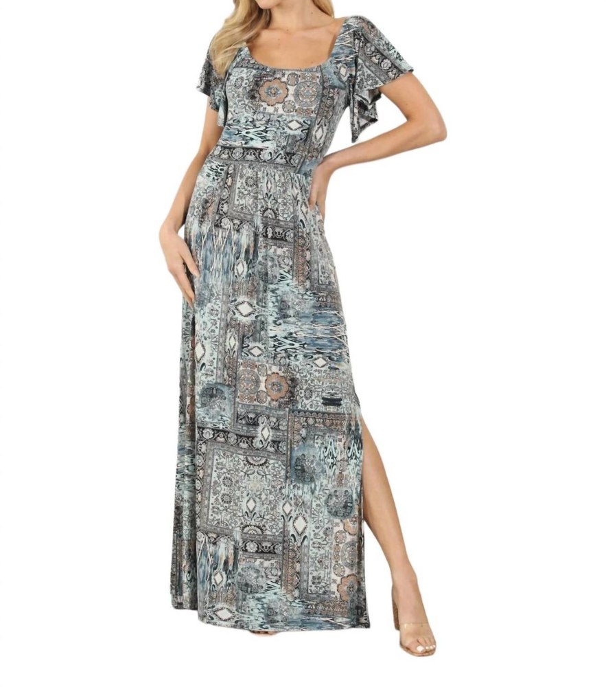 Short Sleeve Empire Maxi Dress In Fairfax 7703604559932