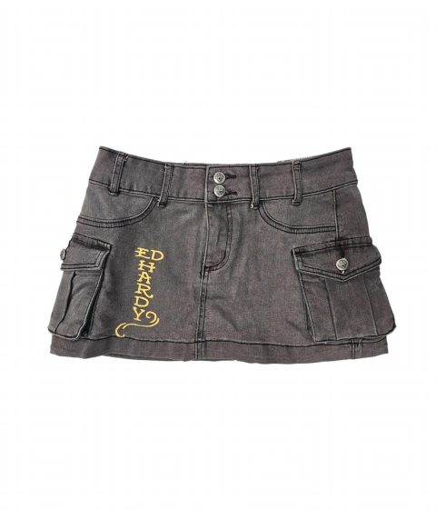 Women’s Koi Fish Cargo Skirt In Vintage Grey 7803938275388
