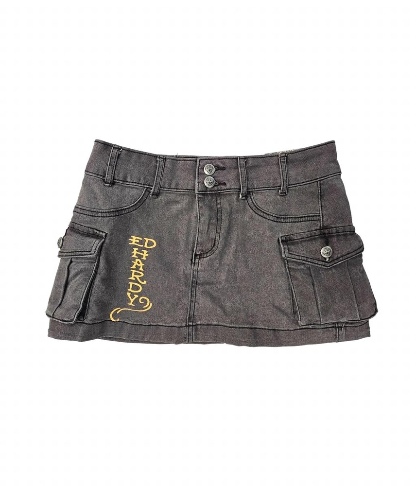 Women’s Koi Fish Cargo Skirt In Vintage Grey 7803938275388