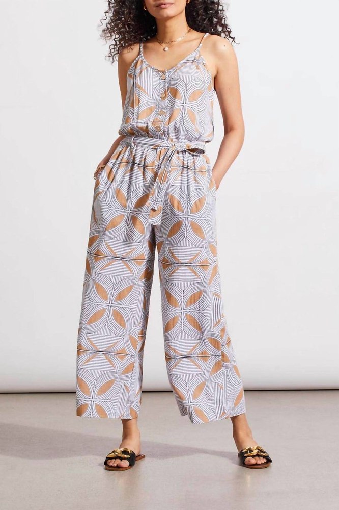 Button Front Jumpsuit In Caramel 7803938701372