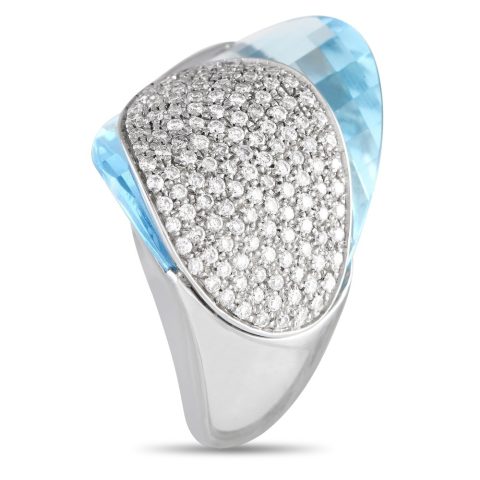 Superoro 18K White Gold 1.33ct Diamond and Topaz Cocktail Ring SO04-040124