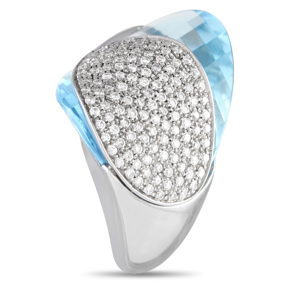 Superoro 18K White Gold 1.33ct Diamond and Topaz Cocktail Ring SO04-040124