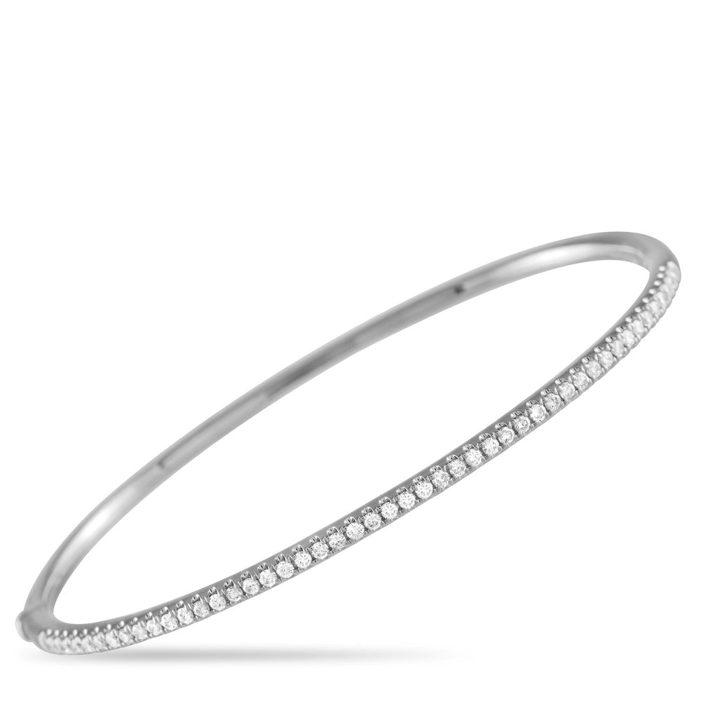 LB Exclusive 18K White Gold 0.50ct Half-Eternity Bangle Bracelet ALB-15074