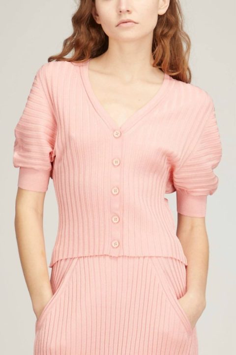 Knit Cardi In Peach