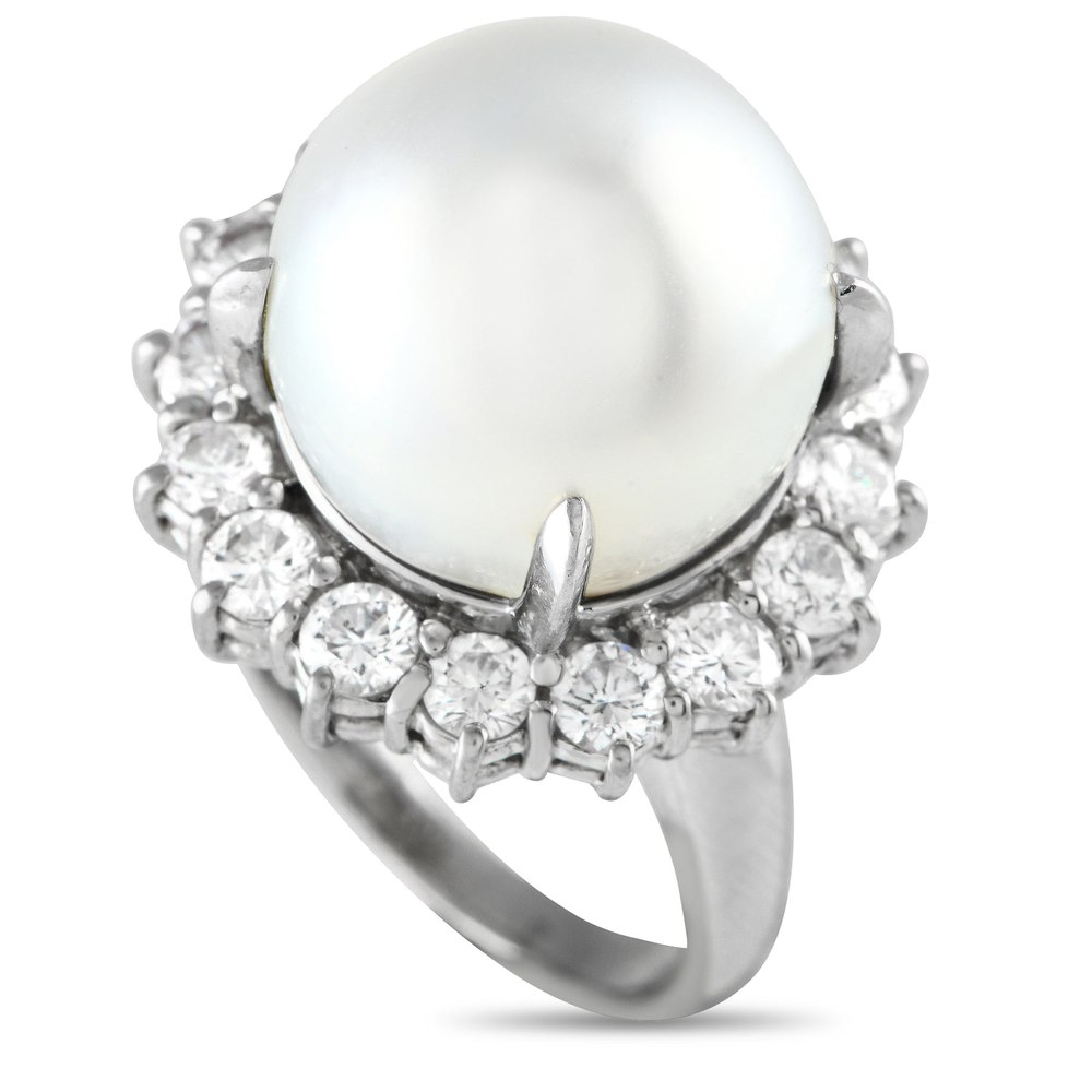 LB Exclusive Platinum 1.99ct Diamond and Pearl Cocktail Ring MF20-021324
