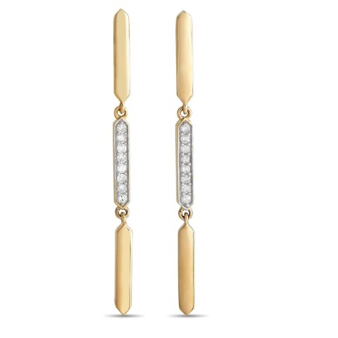 LB Exclusive 14K Yellow Gold 0.10ct Diamond Line Drop Earrings ER28558