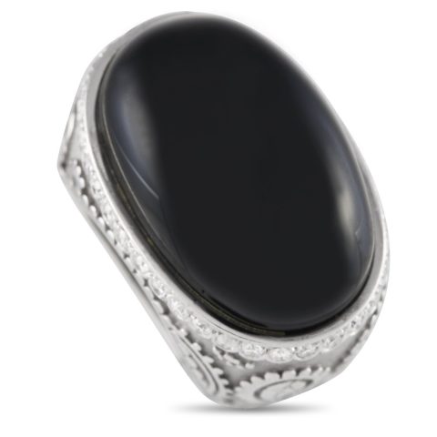 Carrera y Carrera 18K White Gold 0.35ct Diamond and Onyx Ring CC12-122623