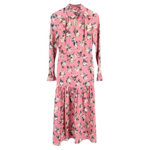Vilshenko Floral Midi Dress in Pink Wool
