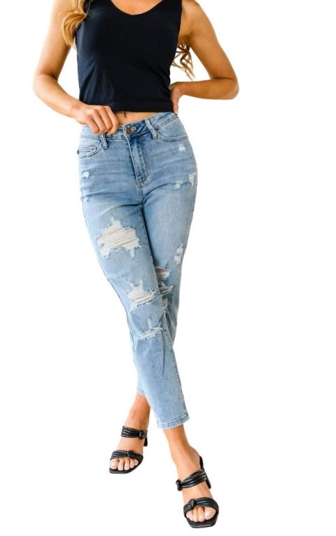 High Waist Destroyed Boyfriend Jeans In Light Wash 7703651450940