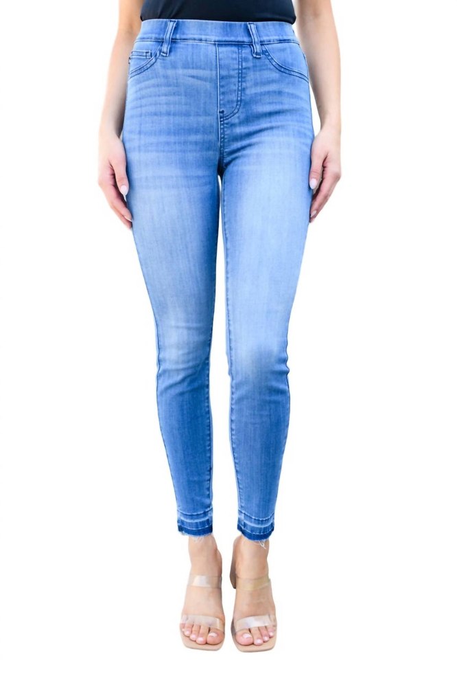 High Rise Pull On Release Hem Skinny Jeans In Medium Wash 7703651319868