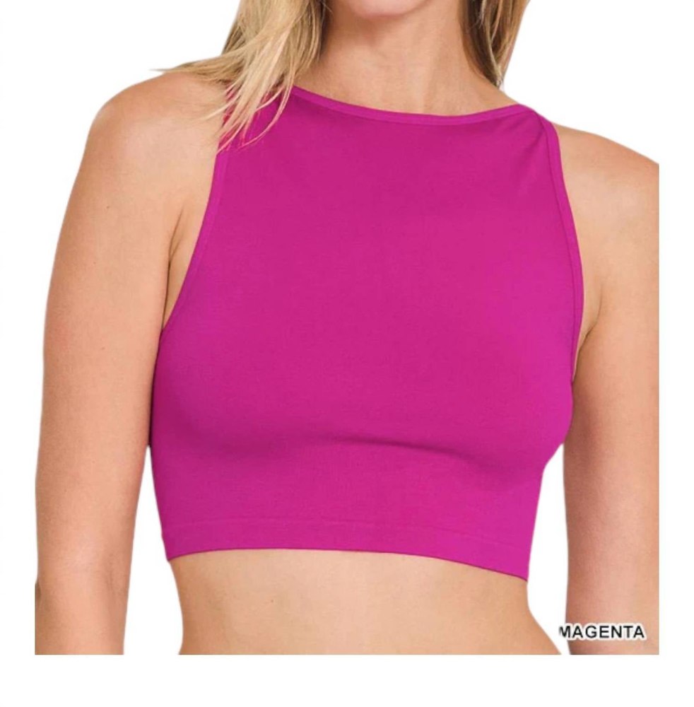 Seamless Crop Top Bralette In Magenta 7803953872956
