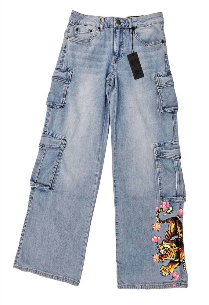 Women’s Tiger Flowers Cargo Jean In Retro Light 7803955609660