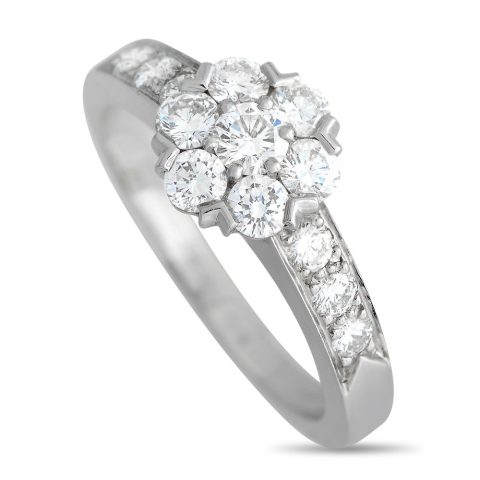Van Cleef & Arpels 18K White Gold 0.65ct Diamond Fleurette Ring C10-030824 VC10-030824