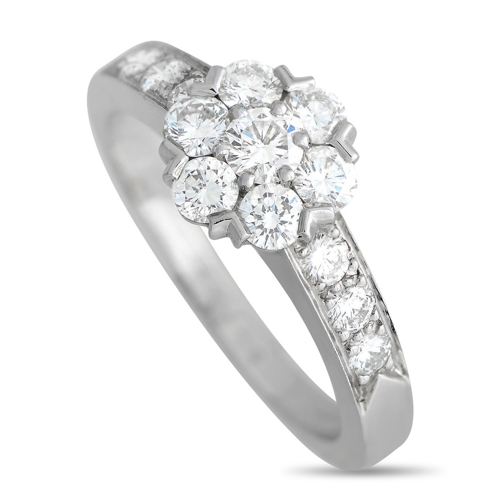 Van Cleef & Arpels 18K White Gold 0.65ct Diamond Fleurette Ring C10-030824 VC10-030824
