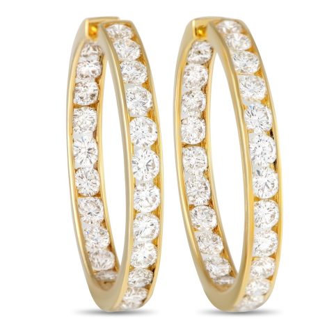 LB Exclusive 18K Yellow Gold 7.20ct Diamond Inside-Out Hoop Earrings MF22-031524