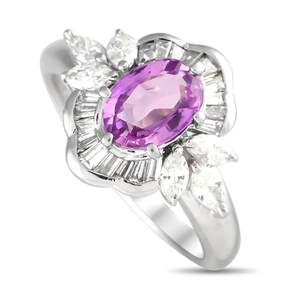LB Exclusive Platinum 0.67ct Diamond and Pink Sapphire Ring MF08-020124