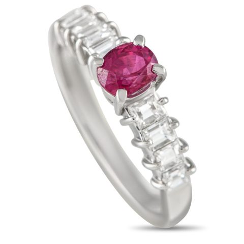 LB Exclusive Platinum 0.56ct Diamond and 0.70ct Ruby Ring MF26-021324