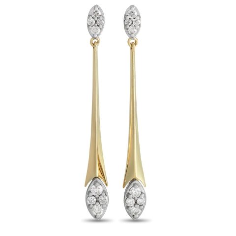 LB Exclusive 14K Yellow Gold 0.50ct Diamond Marquise Drop Earrings ER28288