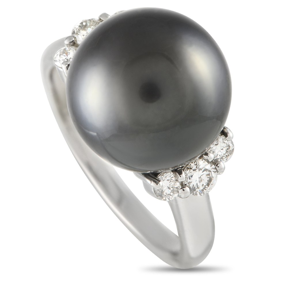 LB Exclusive Platinum 0.40ct Diamond and Black Pearl Ring MF28-021324