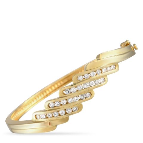 LB Exclusive 14K Yellow Gold 1.50ct Diamond Bangle Bracelet MF01-012423