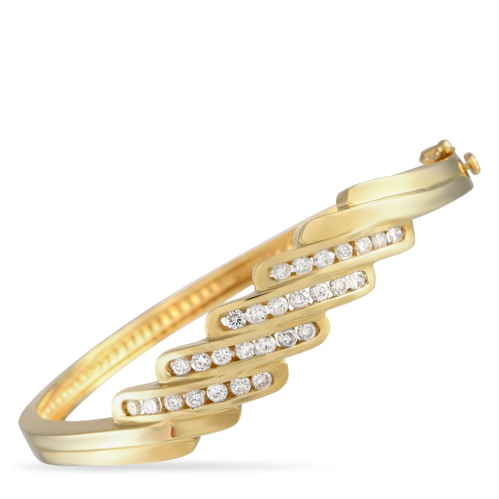 LB Exclusive 14K Yellow Gold 1.50ct Diamond Bangle Bracelet MF01-012423
