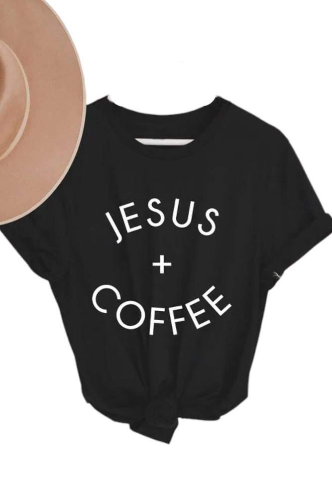 Women’s Jesus + Coffee Tee In Black 7803960229948