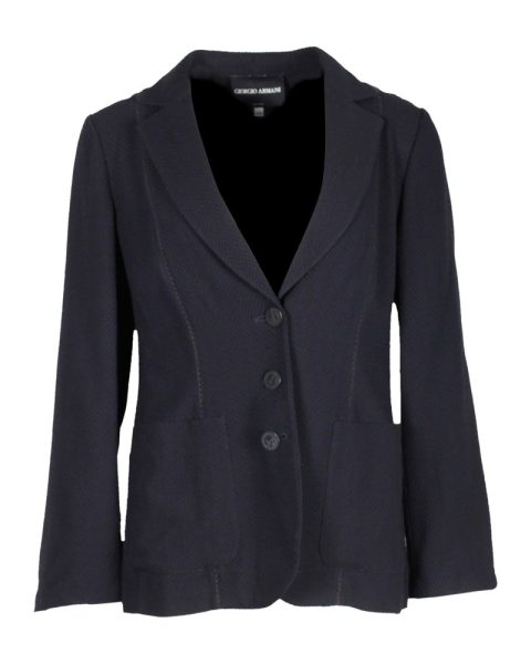 Giorgio Armani Single-Breasted Blazer in Navy Blue Viscose 7703676649532
