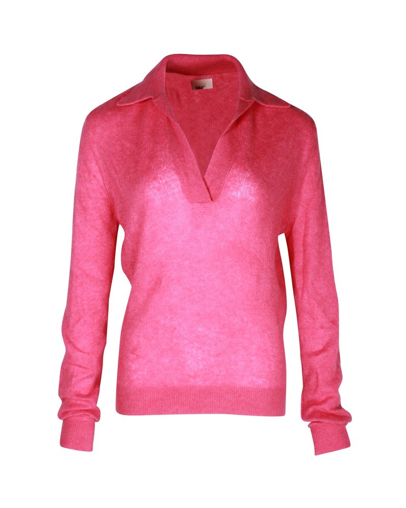 Khaite Jo Polo Sweater in Pink Cashmere 7703676256316