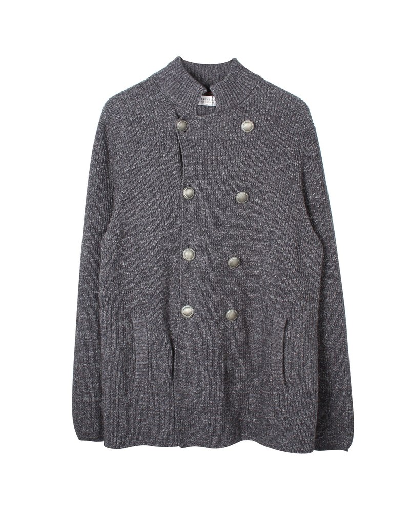 Brunello Cucinelli Double-Breasted Knit Cardigan in Black Cotton 7703676092476
