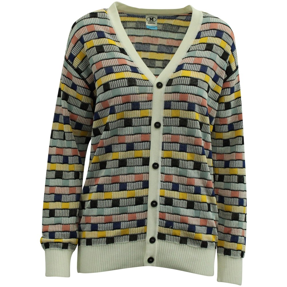 M Missoni Striped Intarsia Cardigan in Multicolor Cotton 7703676420156