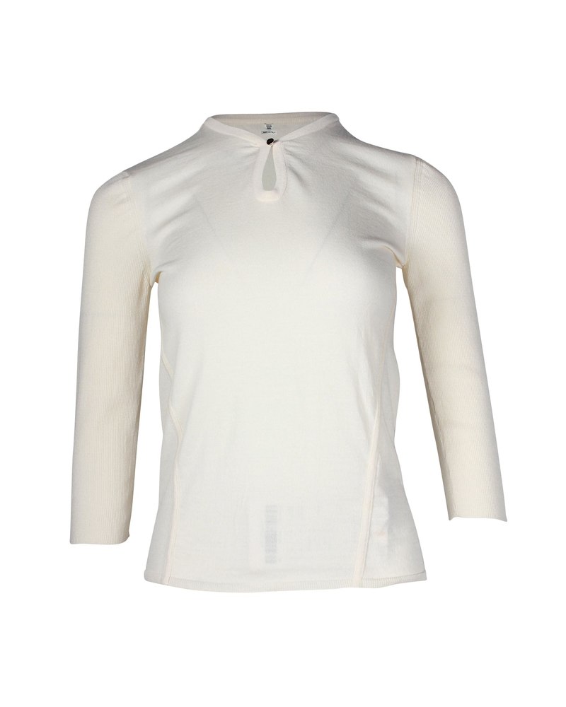 Hermes Three-Quarter Sleeves Top in Cream Wool 7703676158012