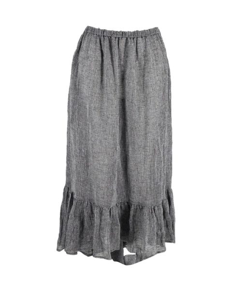 Lisa Marie Fernandez Asymmetric Midi Skirt in Grey Linen