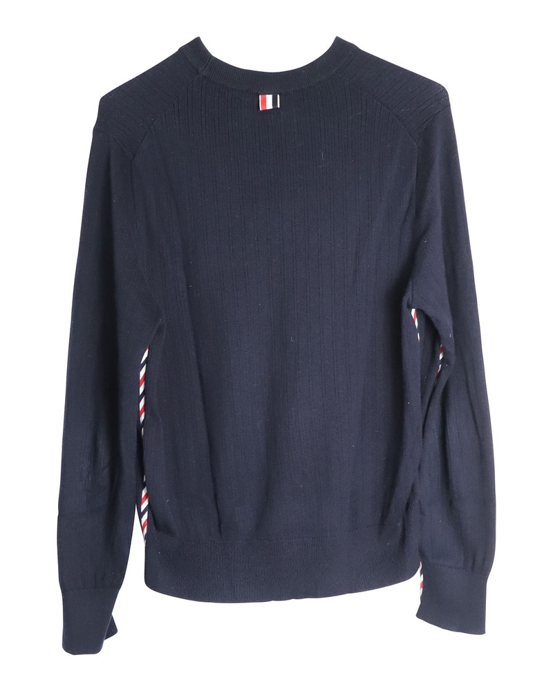 Thom Browne Knitted Sweater in Navy Blue Cotton