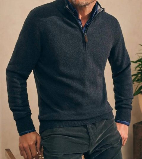 Jackson 1/4 Zip Sweater In Ash Heather