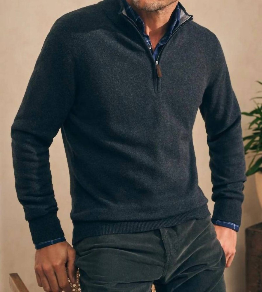 Jackson 1/4 Zip Sweater In Ash Heather