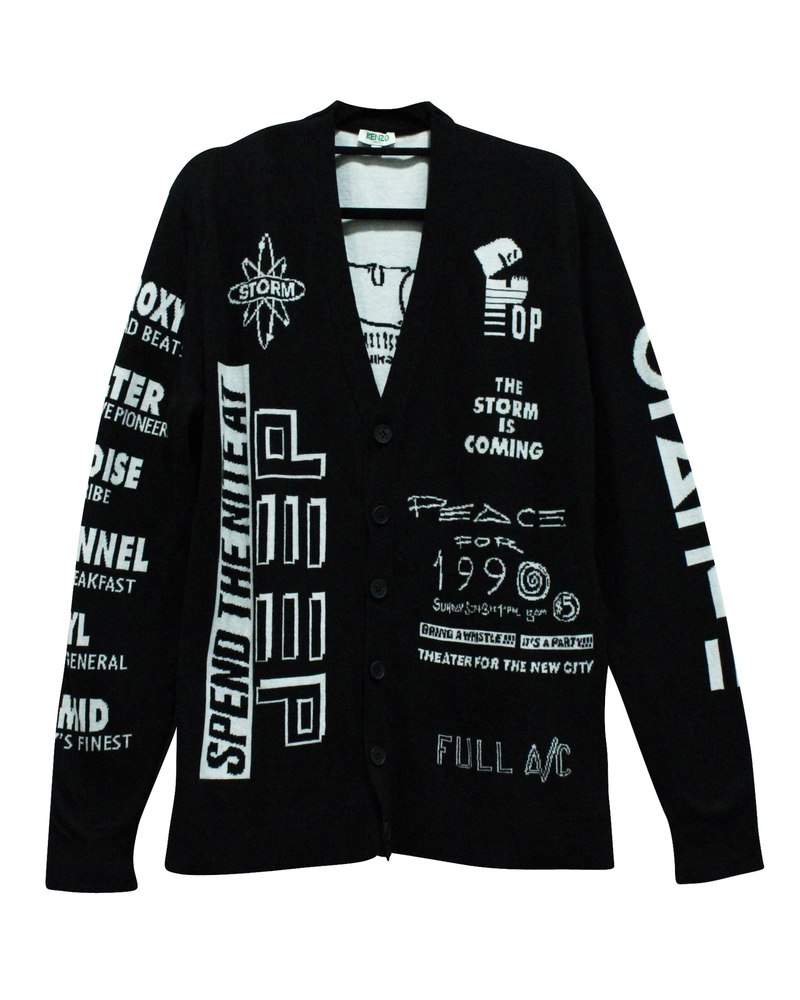 Kenzo House Reggae Knit Cardigan in Black Cotton 7703677304892