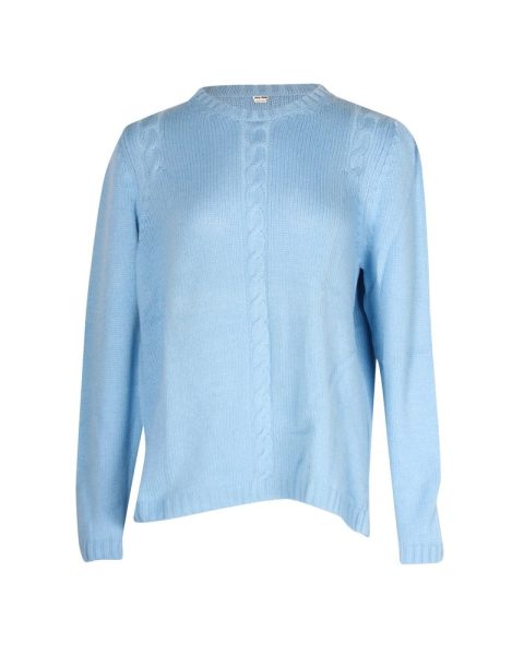 Miu Miu Cable-Knit Sweater in Blue Cashmere 7703677632572