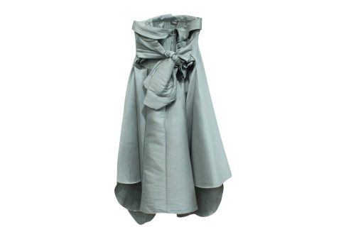 Alexis Mabille Bow-Detailed Satin-Twill Mini Dress in Grey Polyester 7703678582844