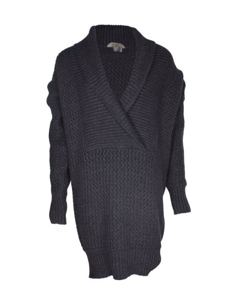 Stella McCartney Knitted Chunky Cardigan in Dark Grey Wool 7703678222396