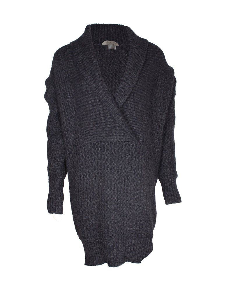 Stella McCartney Knitted Chunky Cardigan in Dark Grey Wool 7703678222396