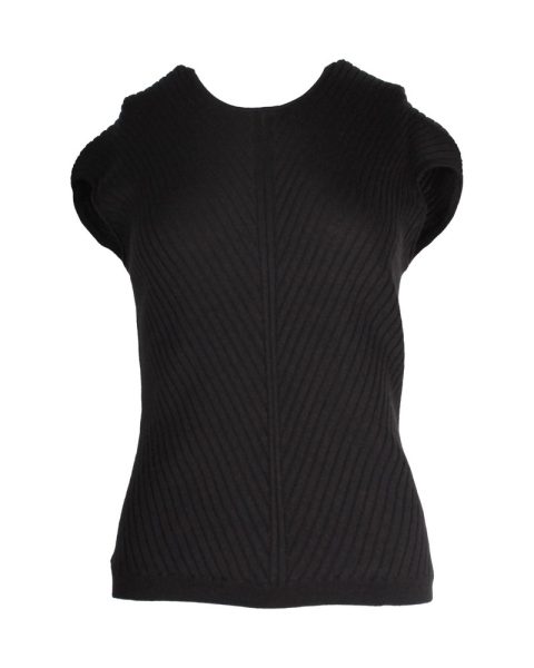 Loro Piana Rohe Asymmetric Sleeveless Rib-Knit Top in Black Cashmere 7703678779452