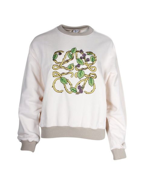 Loewe Herbarium-Anagram Sweater in Cream Cotton 7703679238204