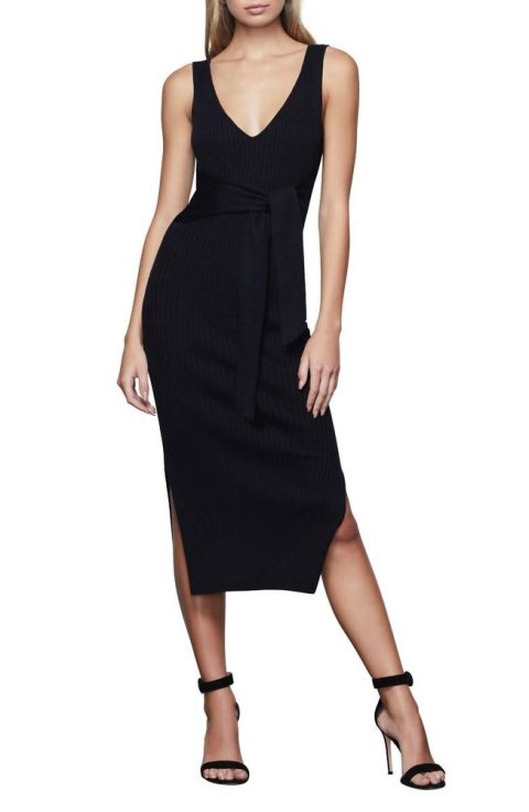 Belted Body Dress In Black 7803975073852