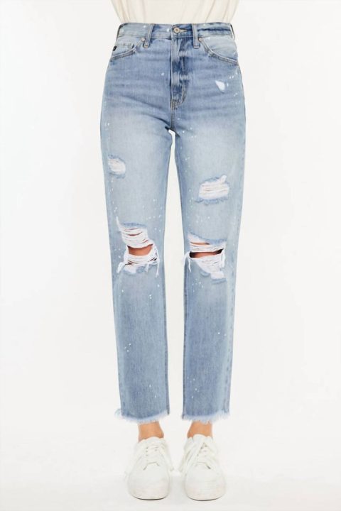 Oceane Paint Splatter Straight Jeans In Medium Wash
