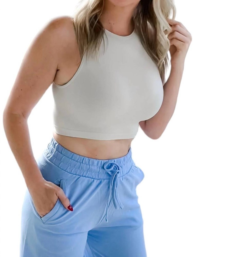 Seamless Crop Top Bralette In Bone 7803979497532