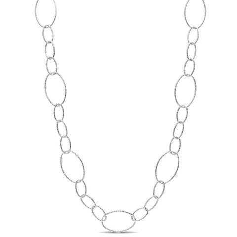 Mimi & Max 13mm Fancy Oval Link Chain Necklace in Sterling Silver – 30 in