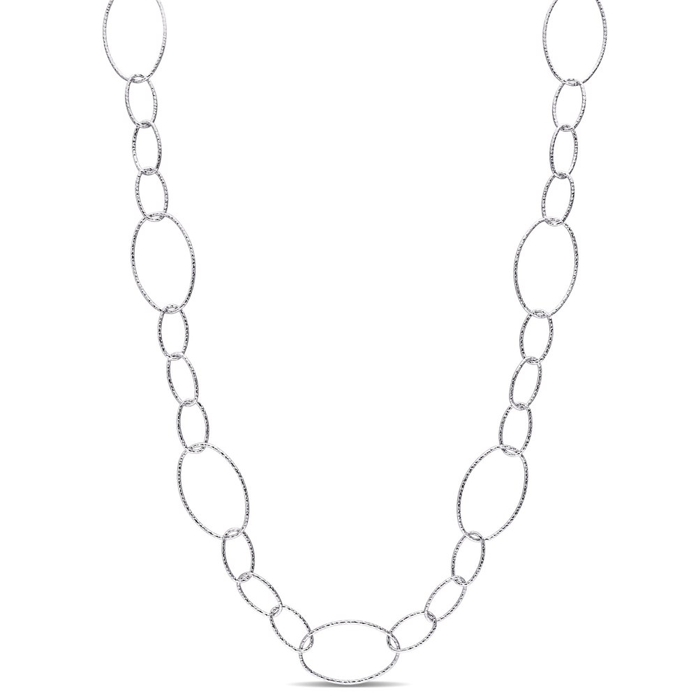 Mimi & Max 13mm Fancy Oval Link Chain Necklace in Sterling Silver – 30 in