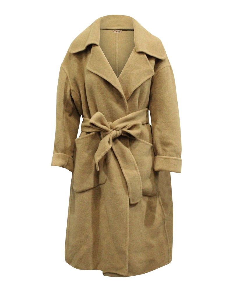 N.21 Belted Trench Coat in Beige Wool 7703679631420